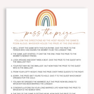 Printable Pass the Prize Poem Game, Minimalist Pass the Prize Rhyme ...