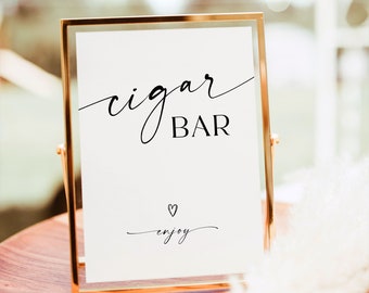 Wedding Cigar Bar Sign, Minimalist Cigar Bar Sign, Bridal Shower Cigar Sign, Table Cigar Sign, Editable Cigar Bar, Instant Signage RS KA 125