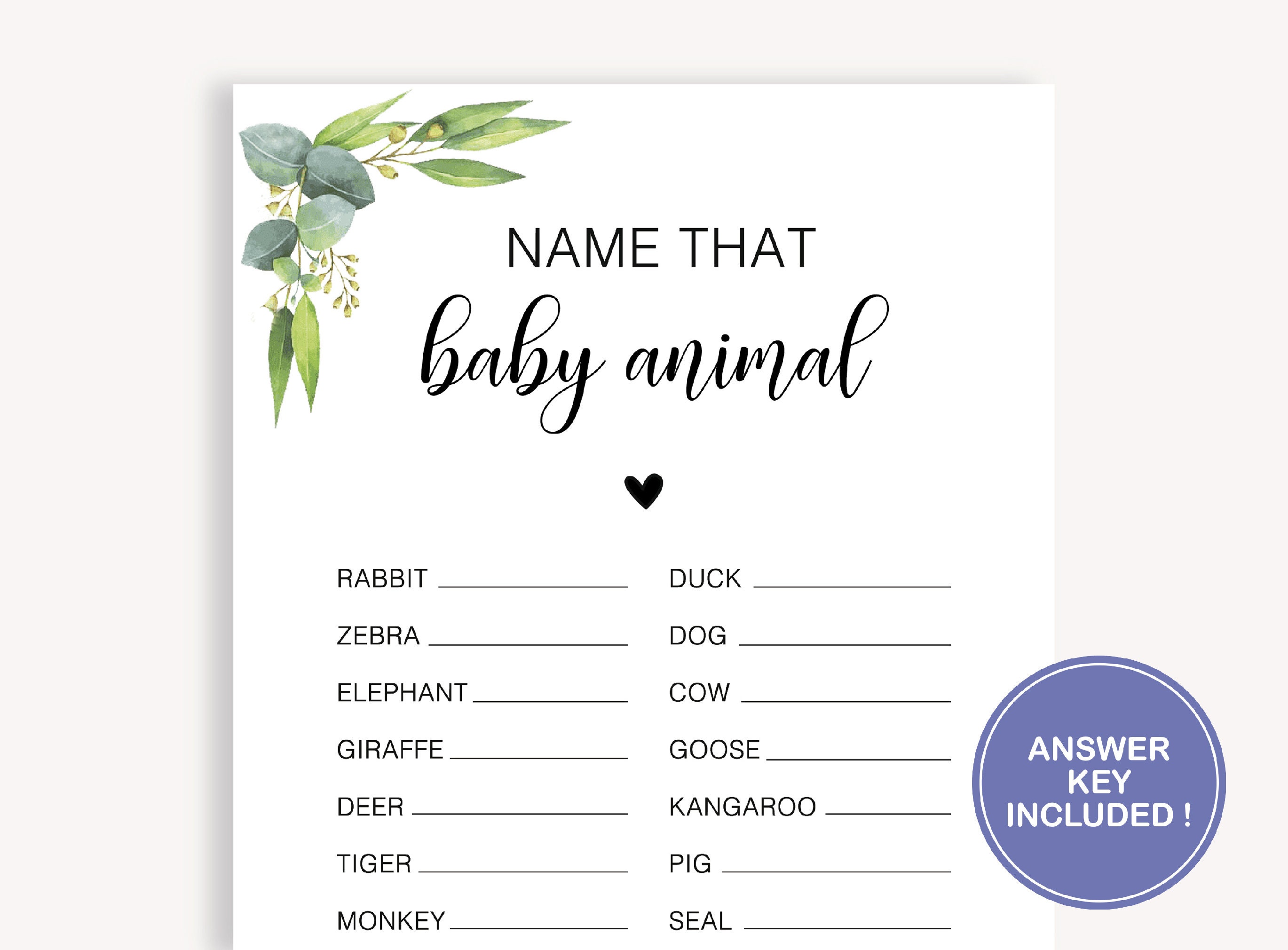 Name the Baby Animal Game Name That Baby Animal Game Animal - Etsy Australia