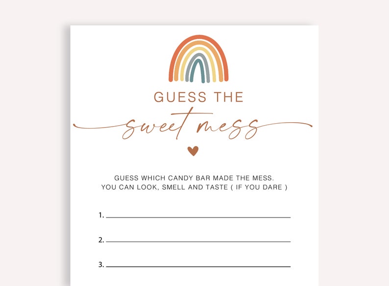 Guess the Sweet Mess Baby Shower Game, Best Guess the Sweet Mess Baby ...