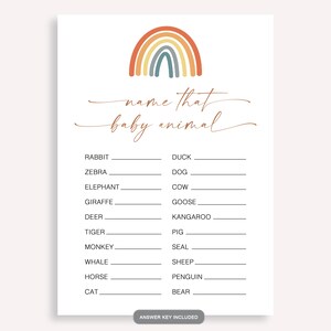 Printable Name That Baby Game, Instant Baby, Minimalist Baby Animal ...