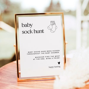 Editable Baby Shower Sign Template, Baby Sock Hunt Sign, Baby Sock Hunt Baby Shower Game Sign, Instant Template Sock Hunt Sign, YS BZ 203