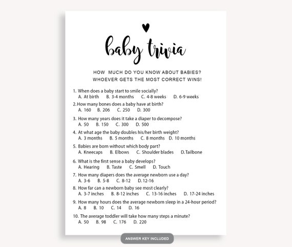 Questions Game Baby Shower Quiz Rustic Baby Shower Trivia Game 