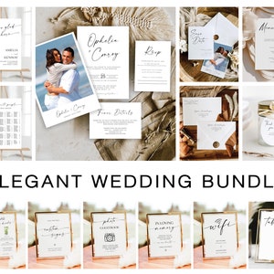 Modern Wedding Invitation Templates, Minimalist Invitation Suite, Wedding Template Bundle, Editable Wedding Set, Instant Download, NV BND 15