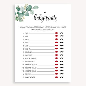 Gioco moderno sui tratti del bambino per il baby shower, giochi per baby shower con download immediato, gioco minimalista sui tratti del bambino, gioco di attività per baby shower, 40 FA
