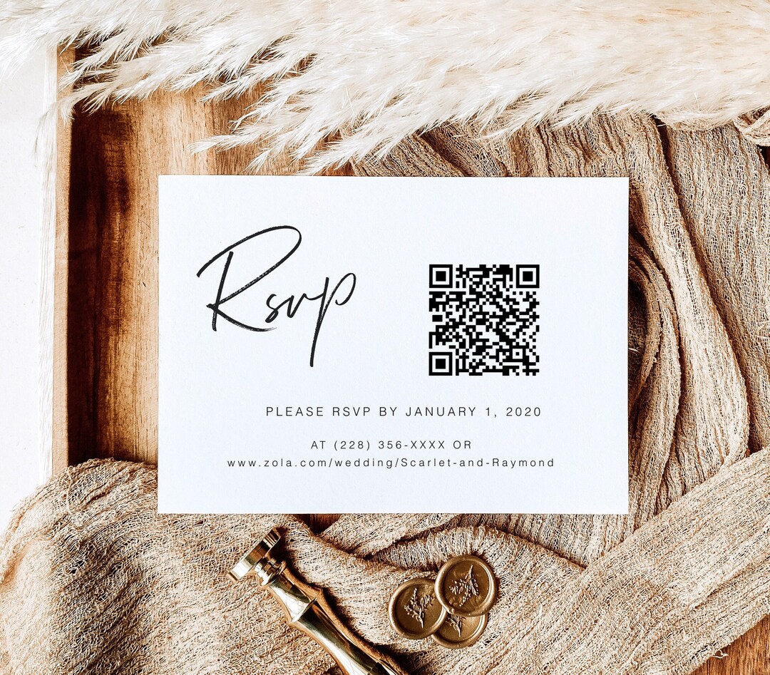 Modern QR Code Rsvp, QR Code Rsvp Card Template, Response Card Online ...
