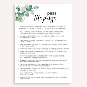 Pass The Prize Baby Shower Game, Pass The Poem Game, Pass The Prize Rhyme Game, Baby Shower Game Ideas, Baby Shower Activity Games, 20 FM R