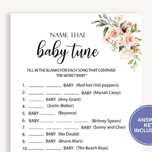 Name That Baby Tune Printable Baby Shower Game, Name That Baby Song ...