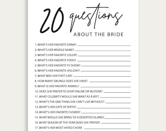 How Well Do You Know The Bride, 20 Questions About The Bride Bridal Shower Game, Questions About The Bride, Who Knows The Bride Best, 216