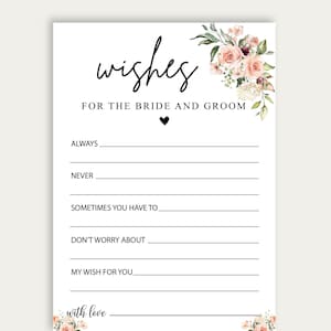 Wünsche für die Braut und Bräutigam Karten, Sofortiger Download Hochzeit Ratschläge Karten, Wünsche für die Brautparty Jungvermählten Spiel, bedruckbar, 230