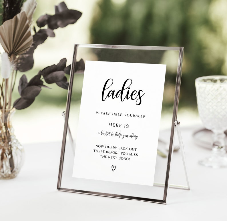 Toileties Sign Ladies Room Sign Template, Wedding Ladies Bathroom Sign, Complimentary ...
