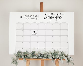 Poster de prédiction de l'échéance de naissance de bébé, jeu devinez la date d'échéance, calendrier devinez l'anniversaire, modèle sans distinction de sexe, YS BE 213