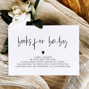 Carte de baby shower bohème, livres pour carte de bébé, livres minimalistes pour carte de bébé, baby shower de genre neutre, livre moderne demande à insérer YS BK 204