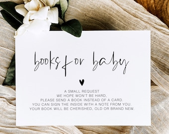 Karta na baby shower w stylu boho, karty na książki dla dziecka, karty na minimalistyczne książki dla dziecka, neutralne pod względem płci baby shower, nowoczesna wkładka na prośbę o książkę YS BK 204