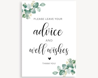 Advice for the New Parents Sign, Advice and Well Wishes Baby Shower Sign, Printable Instant Download Rustic Shower Sign, Advice Sign 20 FM