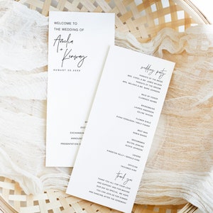 Wedding Ceremony Program, Order Of Service, Modern Wedding Program, Minimalist Wedding Program Template, Booklet Wedding Program, WP KC 10
