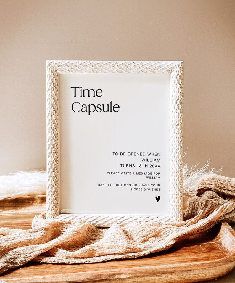 Editable Time Capsule Cards Modern Minimalist Baby Shower Etsy