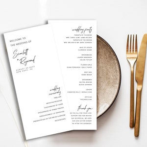 Minimalist Wedding Program Template, Booklet Wedding Program, Wedding Ceremony Program, Order Of Service, Modern Wedding Program, WP KJ 03