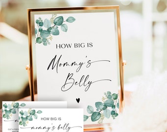 Funny Guess How Big Mommy's Belly Game Sign, Instant Belly Guessing Game, How Big Is Mommy's Belly Game, Minimalist Baby Shower Game, 40 FA