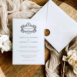 Monogram Wedding Invite Template, Modern Editable Wedding Invitation, Elegant Wedding Invitation Template, Simple Wedding Invite, NV KZ 11