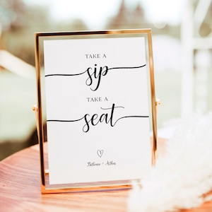 Seating Sign Template, Printable Take Your Seat Sign, Sip And Be Seated Sign, Take A Drink Seating Sign, Find Your Seat Sign, RS KM 140