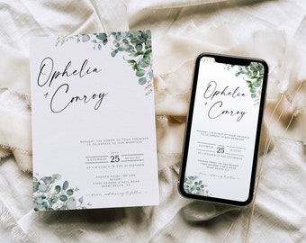 Smartphone-Hochzeits-Evite, moderne druckbare Hochzeitseinladung, bearbeitbare Textnachricht einladen, minimalistische Hochzeitseinladungsvorlage, NYC 23 E
