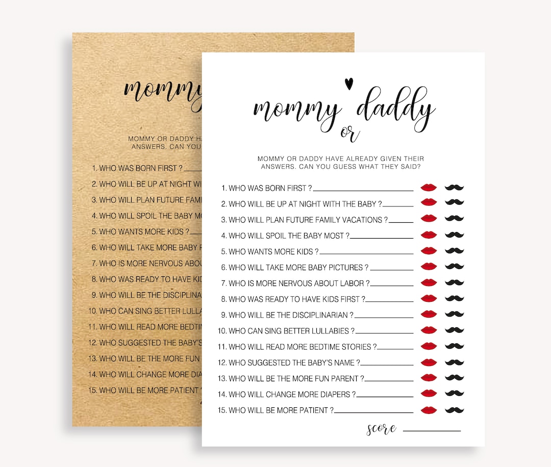 Guess Who Mommy or Daddy Template, Printable Baby Shower Games, Mommy ...