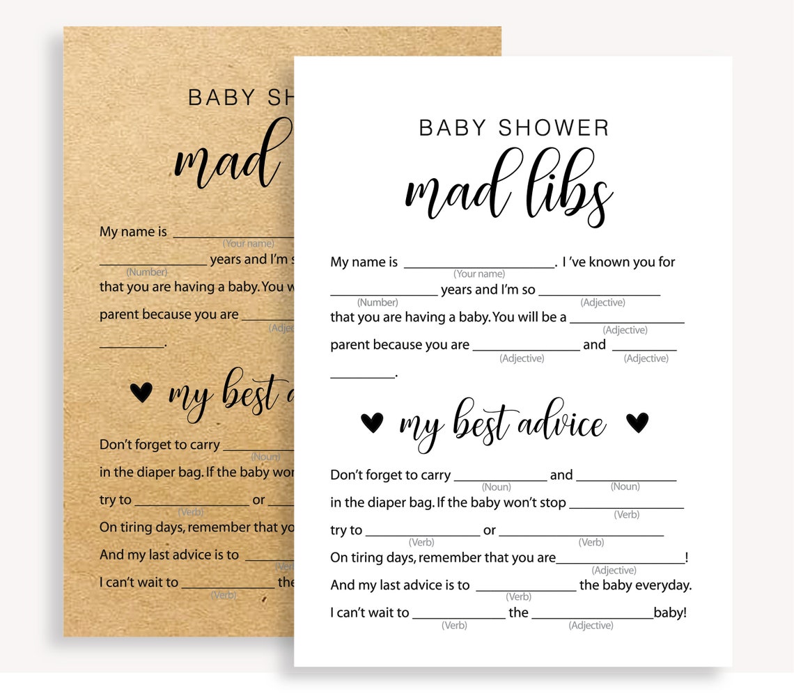 Baby Mad Libs Baby Shower Mad Libs Game Funny Baby Shower - Etsy