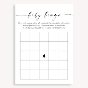 Baby Shower Bingo Game, Minimalist Baby Shower Game, Gender Neutral Baby Shower Games, Printable Baby Bingo, Baby Shower Bingo Cards, 10 FA