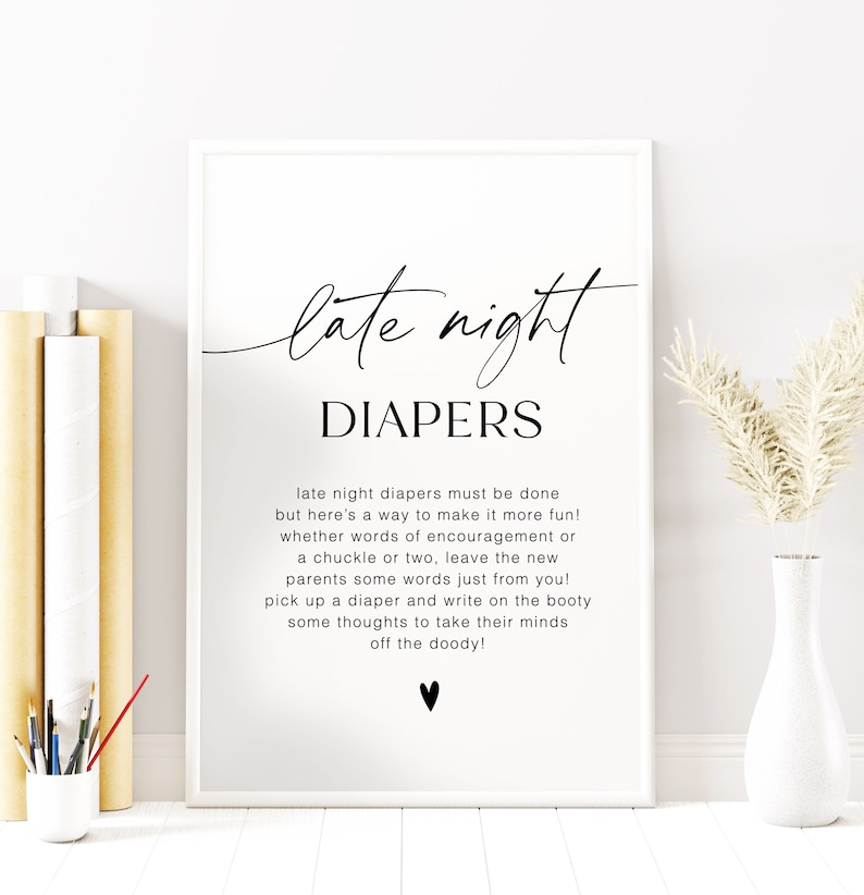 Minimalist Diaper Notes Baby Shower Diaper Thoughts Sign Etsy