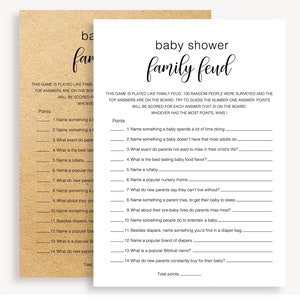 Baby Shower Family Feud Game, Gender Neutral Baby Feud Game, Instant Feud Baby Shower Game, Modern Kraft Rustic Baby Shower Game, DIY, 10 FM