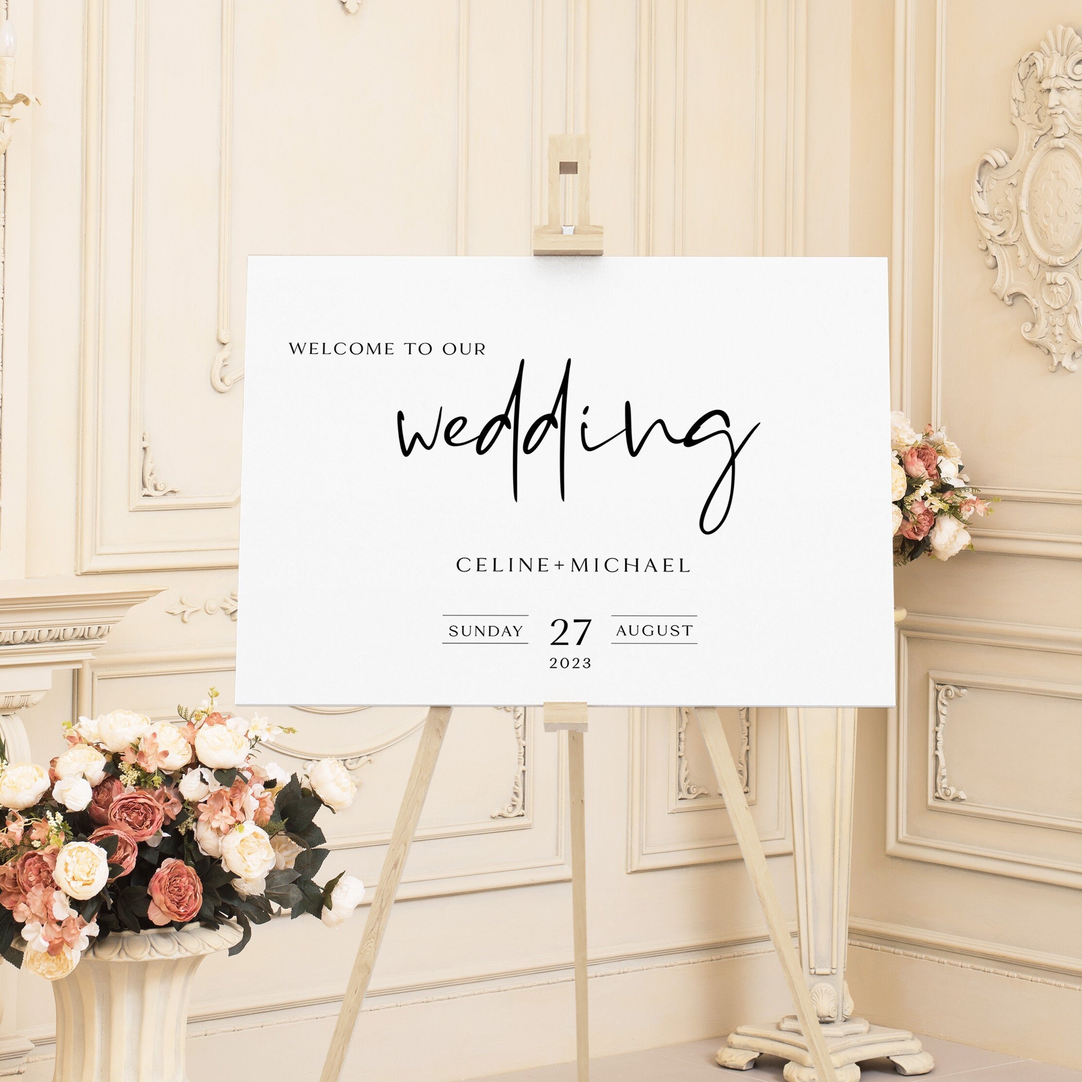 Modern Wedding Welcome Sign Template, Minimalist Wedding Sign Template ...