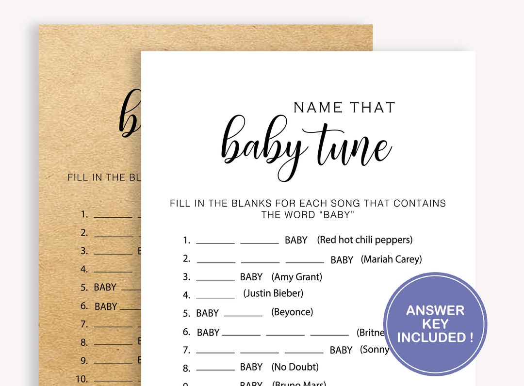 Name That Baby Tune Baby Shower Game Name That Baby Song Etsy