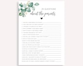 20 Questions About The Parents, Baby Sprinkle Game, How Well Do You Know The Parents Game Activity, Editable Shower Game Template, 20 FM E R
