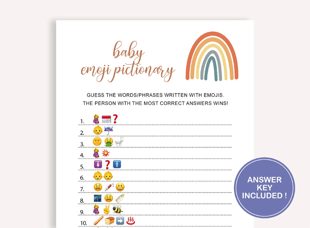 Baby Shower Emoji Pictionary Printable Cards Minimalist Emoji - Etsy