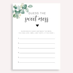 Guess The Sweet Mess Baby Shower Game, Minimalist Candy Bar Game, Instant Download Guess The Sweet Mess, Baby Shower Dirty Diaper Game 40 FM