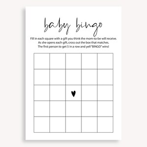 Minimalist Baby Shower Game, Gender Neutral Baby Shower Games, Baby Shower Bingo Game, Printable Baby Bingo, Baby Shower Bingo Cards, 10 FG