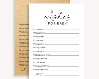 Baby Shower Boho, Baby Shower Minimalista, Recuerdo de Bebé, Baby Shower de Género Neutral, Tarjeta de Deseos para Bebé, Buenos Deseos para Baby Shower 10 FA