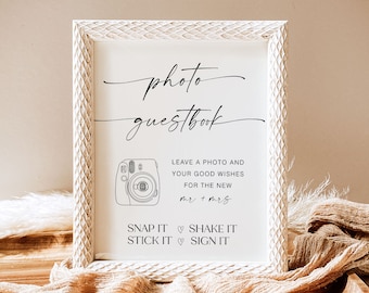 Baby Shower Photo Guestbook Sign, Personalized Photo Guestbook Sign, Minimalist Baby Shower Guestbook Signage, Instant Download,  YS BA 113