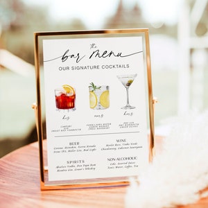 Signature Drinks Sign, Signature Drinks Menu Bar, Signature Cocktails Sign, Modern Wedding Bar Menu Sign, His And Hers Bar Sign, RS KB 10