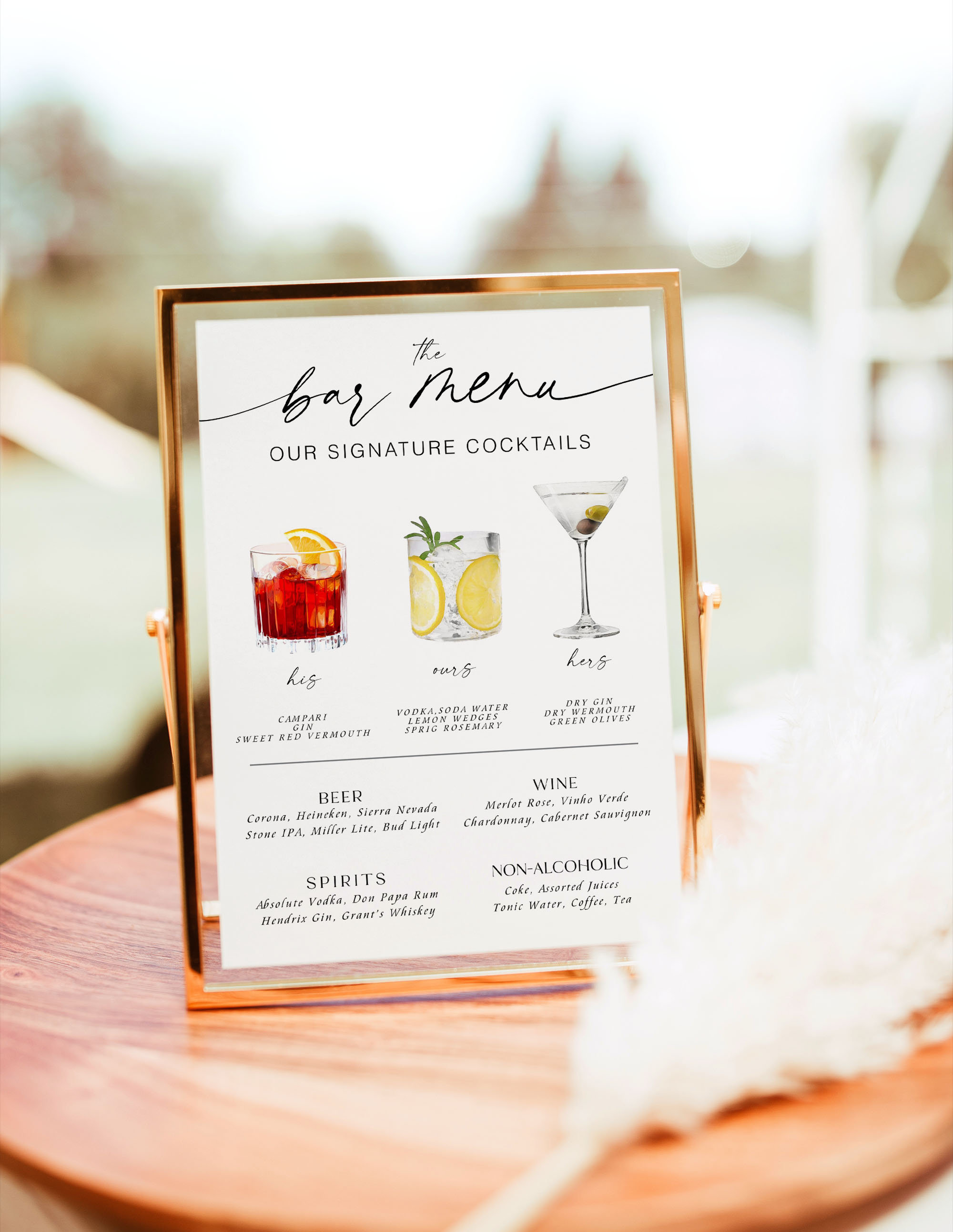 Signo De Cócteles Exclusivos, Signo De Menú De Barra De Bodas.