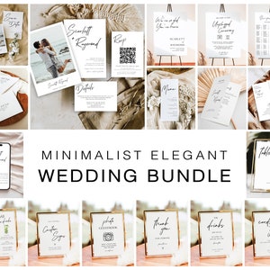 Minimalist Wedding Stationary Bundle, Elegant Invitation Suite, Wedding Invitation Bundle Kit, Wedding Reception Bundle Template, NV BND 13