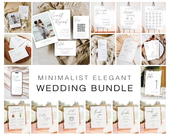 Pacchetto di cancelleria per matrimonio minimalista, elegante suite di inviti, kit di pacchetti di inviti per matrimonio, modello di pacchetto per ricevimento di matrimonio, NV BND 13