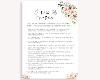 Fun Pass The Prize Game, Printable Pass The Poem, Floral Baby Shower Game, Funny, Pass The Parcel Baby Shower Game, Baby Rhyme Game, 30 FW