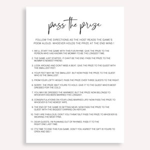 Genderneutraal babyshowerspel, Pass The Prize-babyshowerspel, minimalistisch Pass The Poem Shower-spel, Pass The Prize-rijmspelidee 10 FG