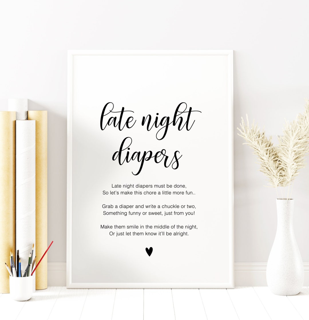 Late Night Diapers Printable Printable Baby Shower Game - Etsy UK