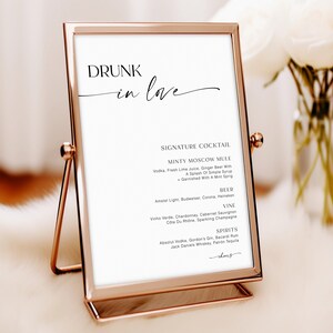Alcohol Drinks Menu, Minimalist Wedding Bar Menu, Minimalist Bar Menu Sign, Editable Wedding Bar Menu Sign, Wedding Drink Sign, RS KA 150