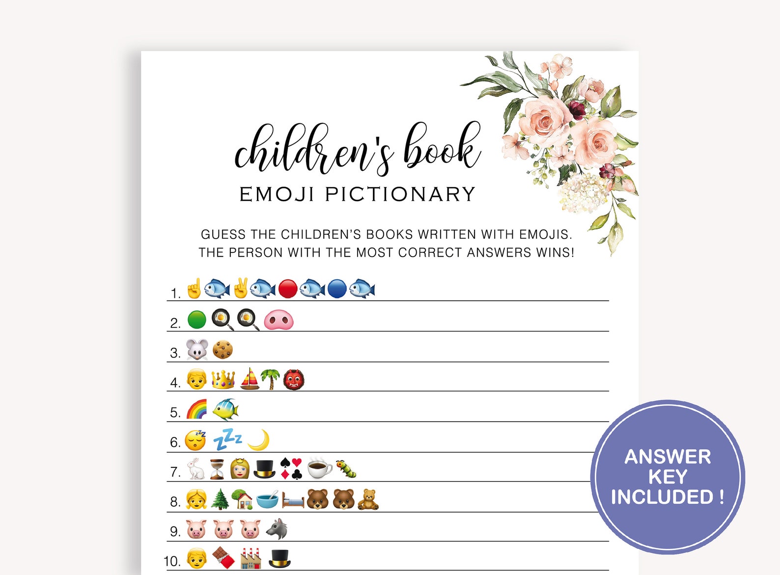 Books Baby Shower Game Baby Book Emoji Game Printable Baby Etsy