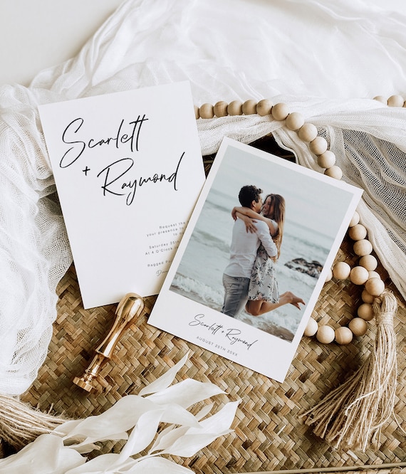 Elegant Wedding Invitation, Editable Wedding Invitation Template, Photo Wedding Invitation, Minimalist Wedding Invite, Printable, NV KJ 01