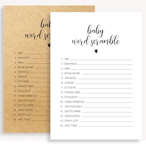 Baby Shower Word Scramble Game, Printable Baby Word Game, Word Puzzle Game, Instant Download Baby Word Scramble Game, DIY Shower, 10 FM R
